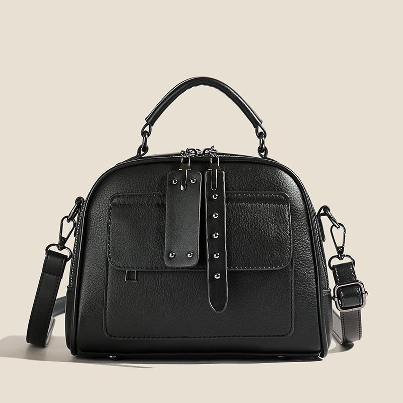 High end ladies' handbag multi-layer large capacity commuting bag(Black)
