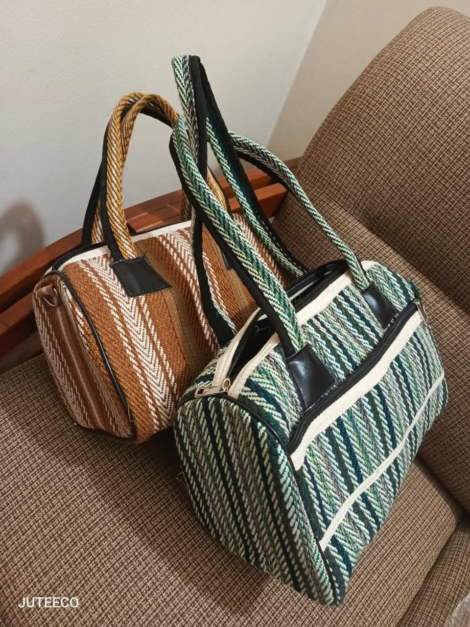Handloom Woven Jute Barrel Handbag & Crossbody Sling Bag